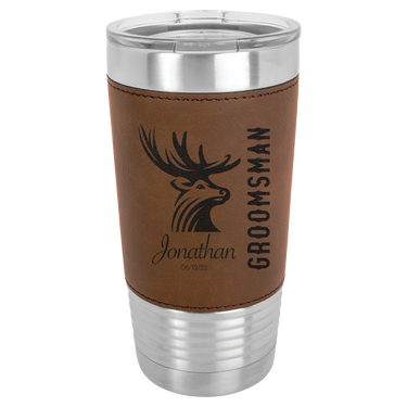 Personalized 20oz Leatherette Groomsmen Tumbler Gift